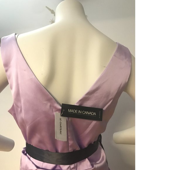 Le Chateau Stretchy Satin Lilac Lavender Bodycon Cocktail Wedding Formal dress - Picture 7 of 9